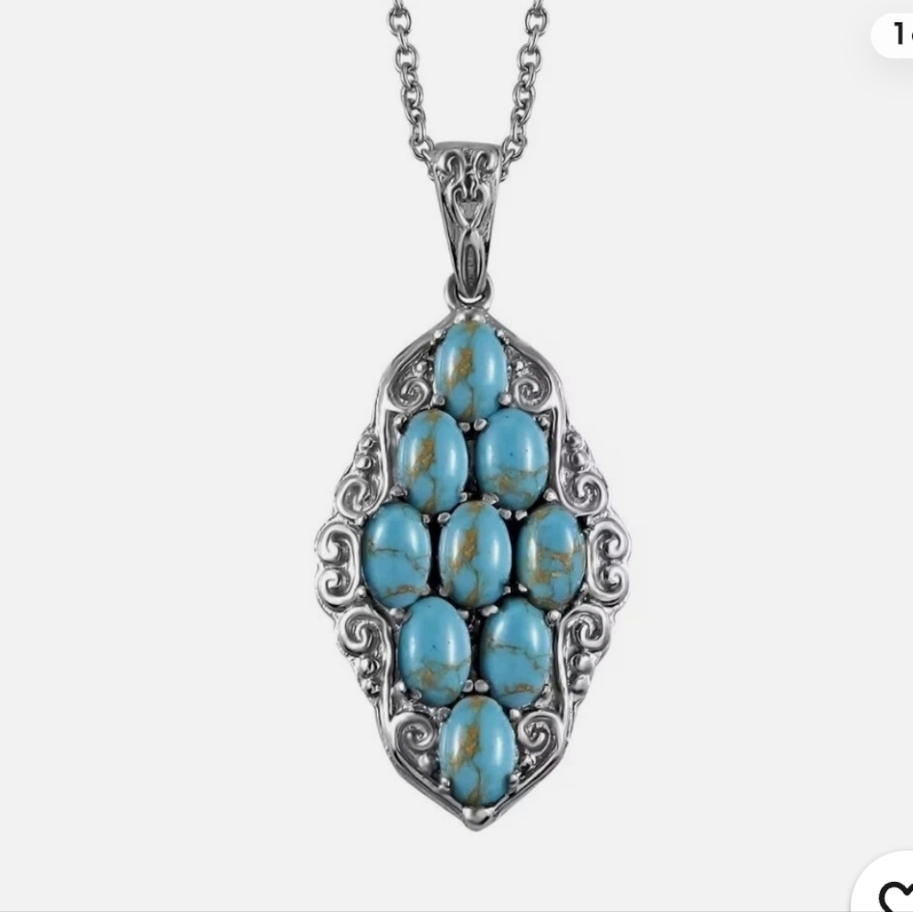 🆕️ 4.25 tcw Genuine Mojave Turquoise Necklace Set In Durable Stainless Steel